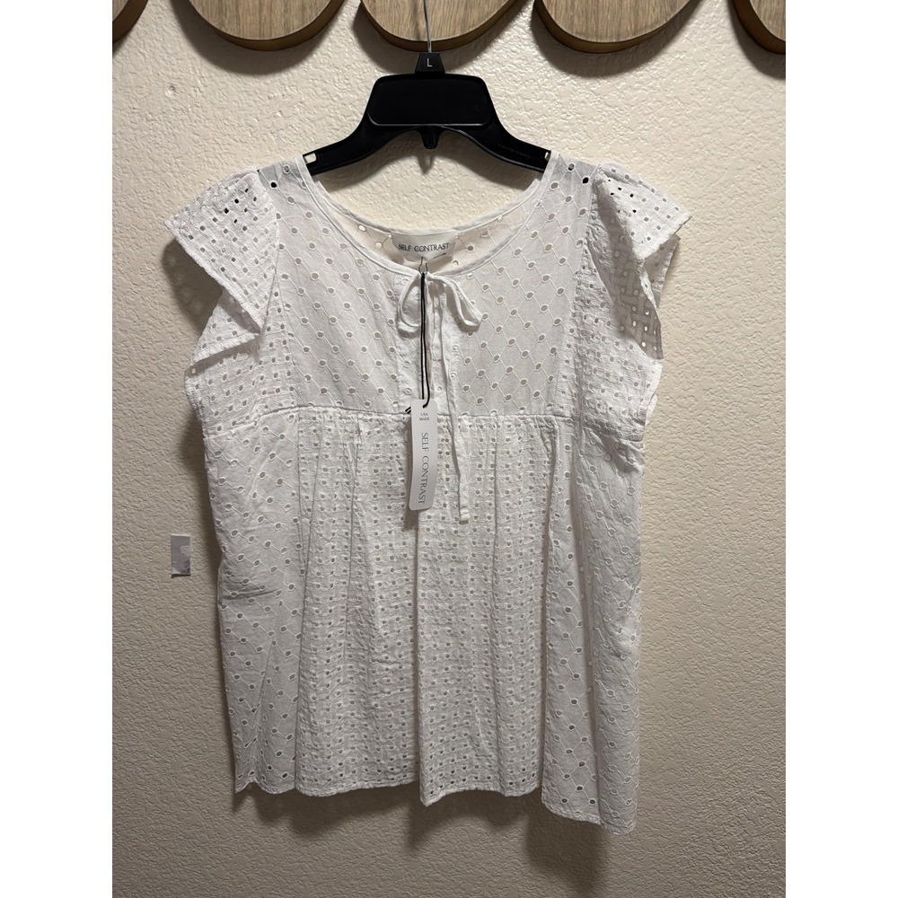 Self Contrast White Blouse Size S